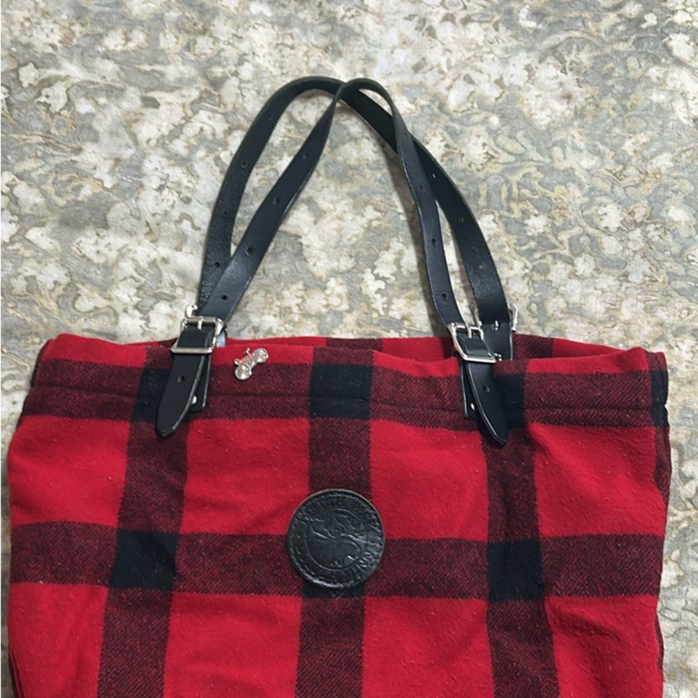 Duluth Pack wool Red and Black Plaid Tote Bag